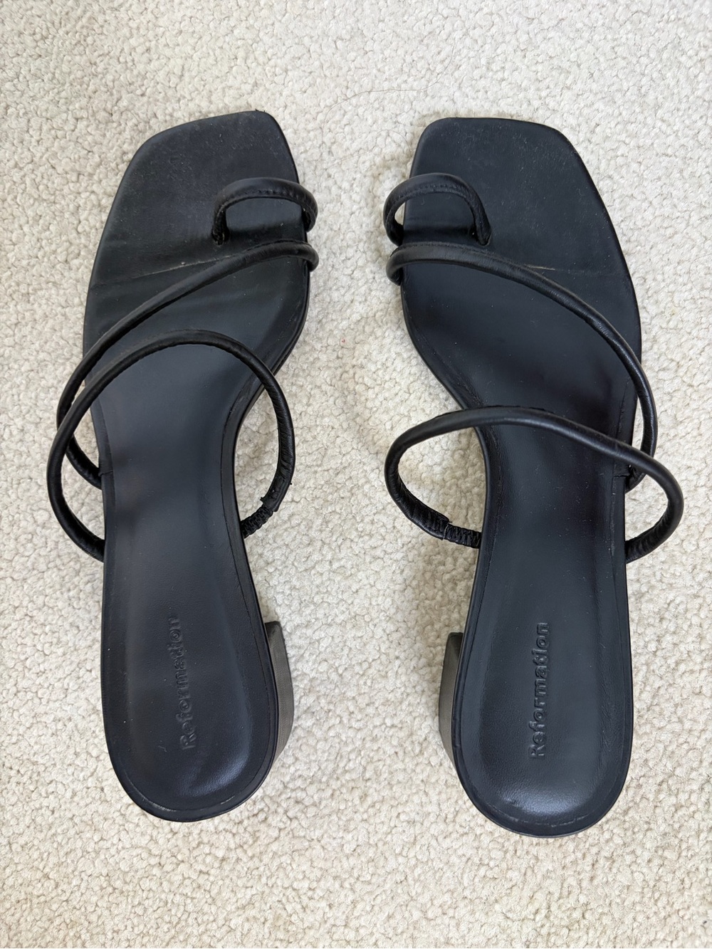 Black Strappy Square-Toe Women’s Sandals